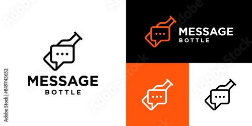 Vector design template of bottle message logo.
Conversations, chats, messages, letters, important. Symbol icon EPS 10.