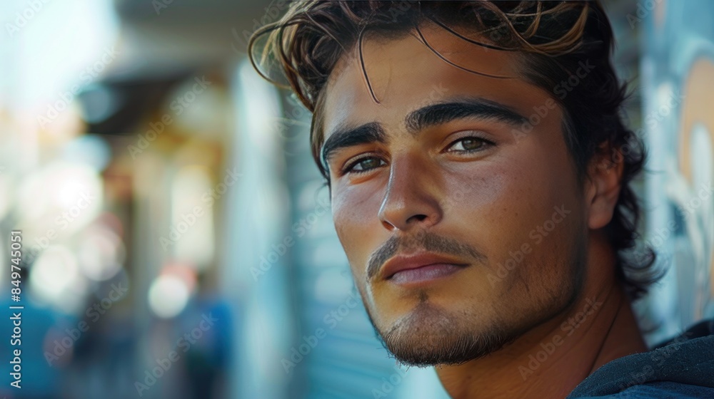 Close-Up Portrait of a Young Man with a Pensive Expression Close-Up Portrait of a Young Man with a Pensive Expression