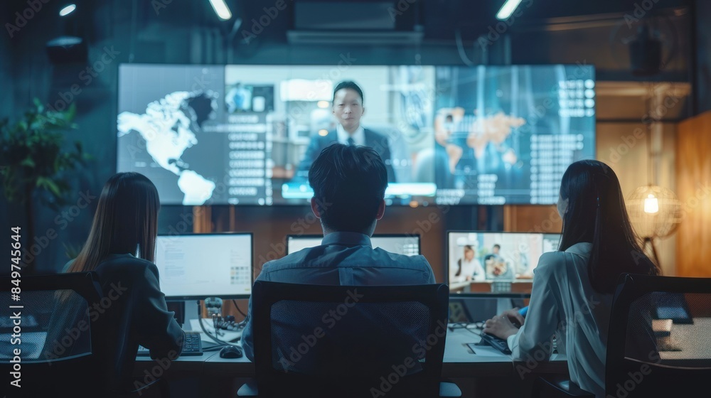 A Team of Professionals Participating in a Video Conference Meeting A Team of Professionals Participating in a Video Conference Meeting