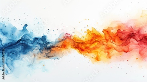 Abstract Watercolor with Blue and Orange Hues