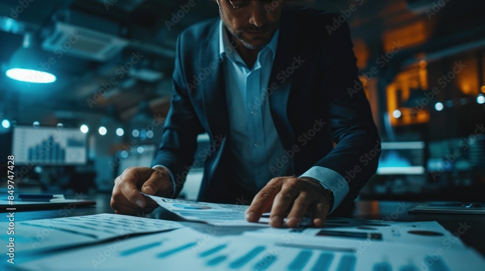 Businessman Analyzing Financial Reports Businessman Analyzing Financial Reports