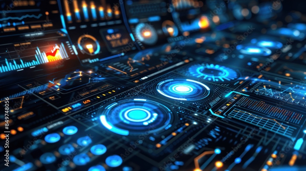 Futuristic Tech Interface with Data Visualizations Futuristic Tech Interface with Data Visualizations