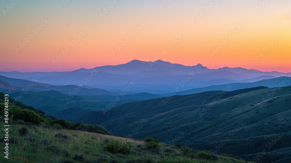 Layered Mountain Ranges at Sunset Layered Mountain Ranges at Sunset