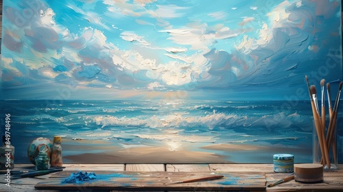 Seascape Painting with Art Supplies