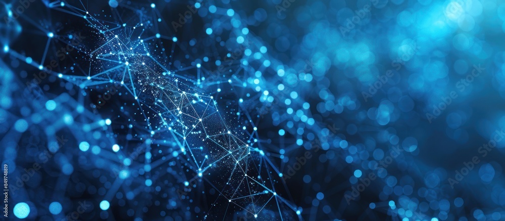 Obraz premium Abstract Blue Network with Glowing Points