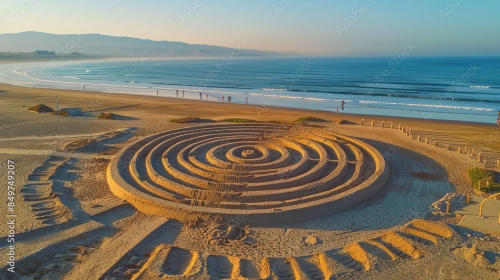 Sand Spiral Artwork on a Beach Sand Spiral Artwork on a Beach