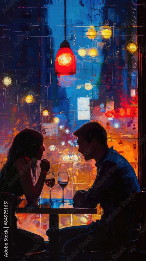 Shy Couple on a First Date: Tender Moments and Sweet Awkwardness in a Romantic Setting - A Realistic Digital Illustration Shy Couple on a First Date: Tender Moments and Sweet Awkwardness in a Romantic Setting - A Realistic Digital Illustration