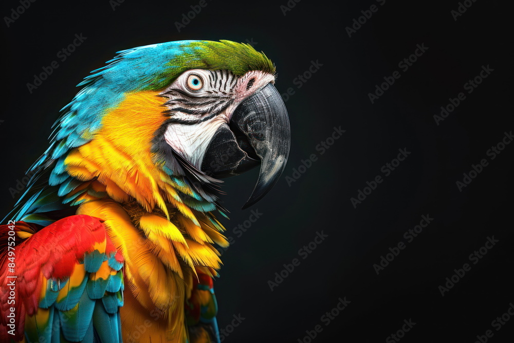 closeup colorful of parrot, bird closeup colorful of parrot, bird