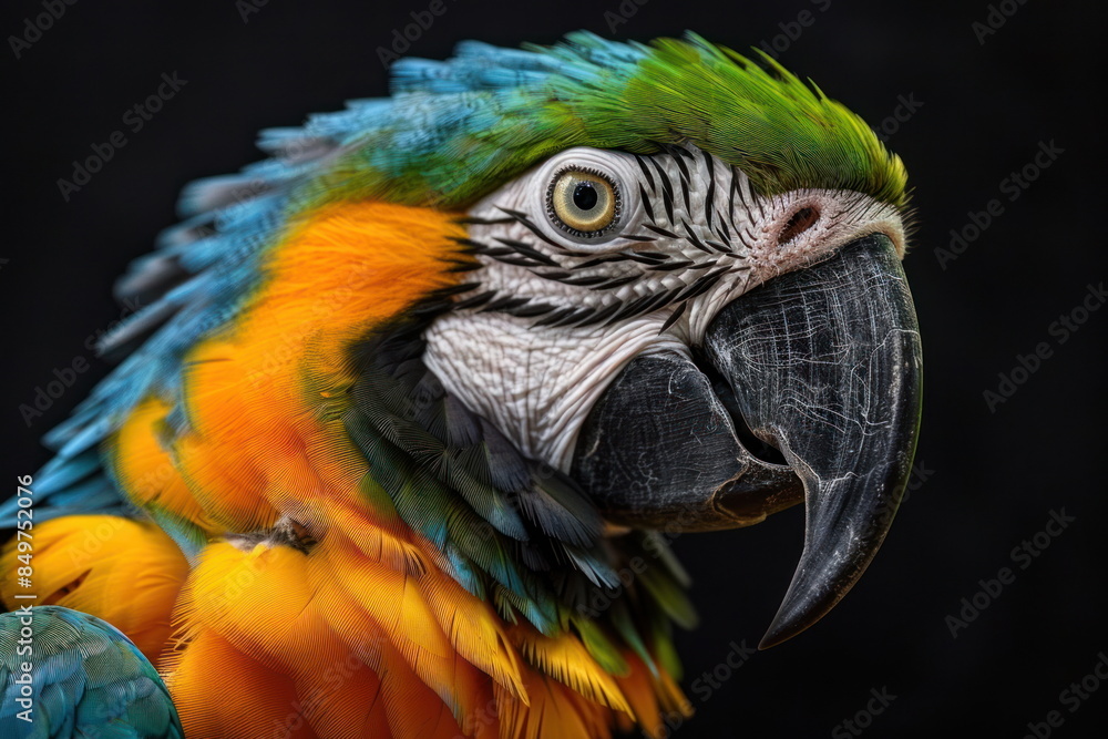 closeup colorful of parrot, bird closeup colorful of parrot, bird
