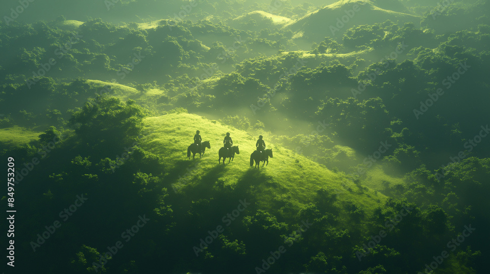 Fototapeta premium 草原を走る馬