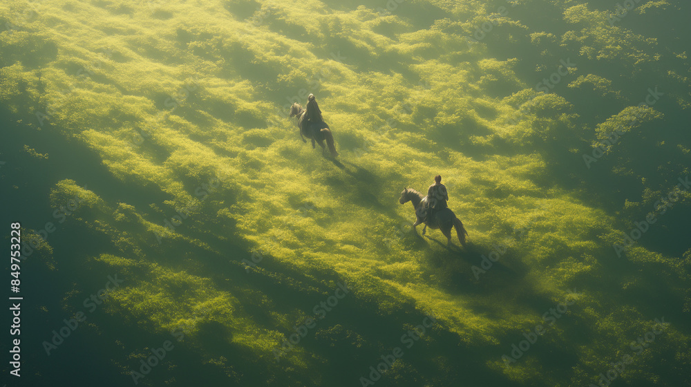 Obraz premium 草原を走る馬