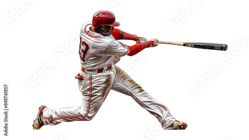 Baseball player with bat isolated on a transparent background, PNG, Ai