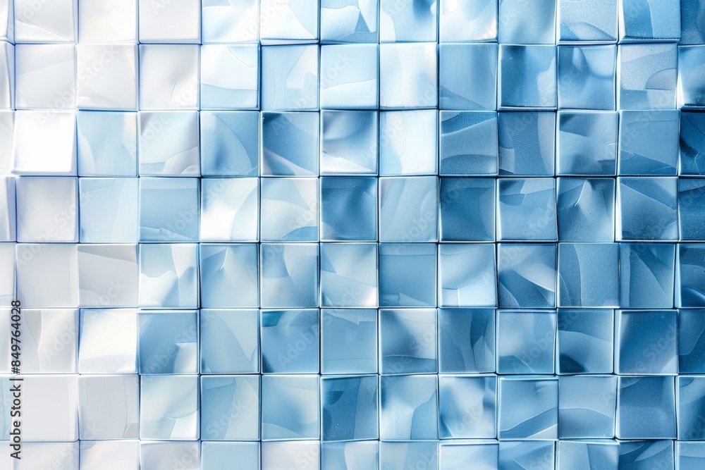 Mesmerizing geometric pattern of squares popping out in a gradient from white to light blue, adding elegance to any space with a clean, futuristic look Mesmerizing geometric pattern of squares popping out in a gradient from white to light blue, adding elegance to any space with a clean, futuristic look