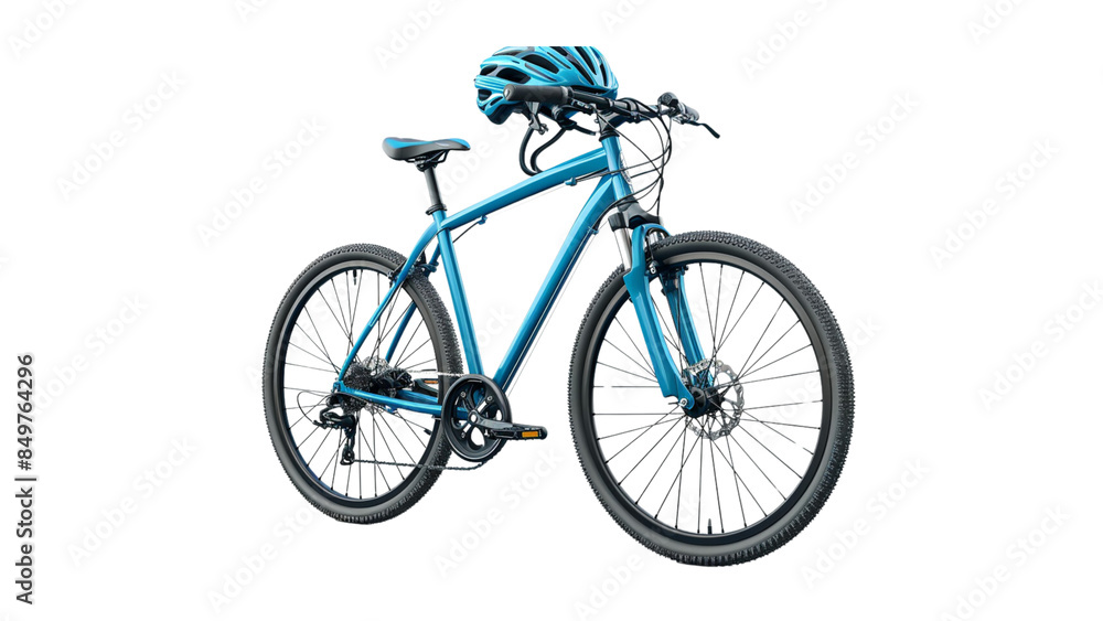 Obraz premium Cycle with helmet isolated on a transparent background, PNG, Ai