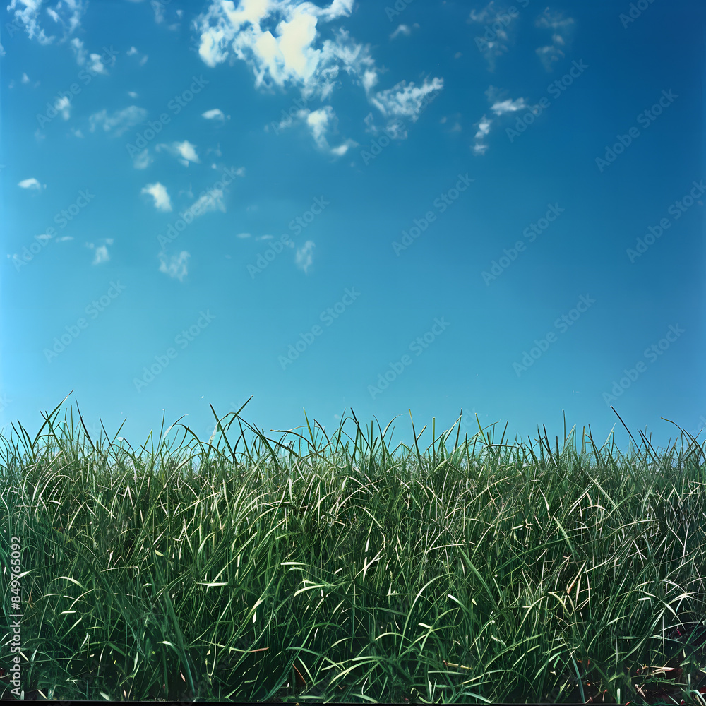 Fototapeta premium Green Grass and Blue Sky