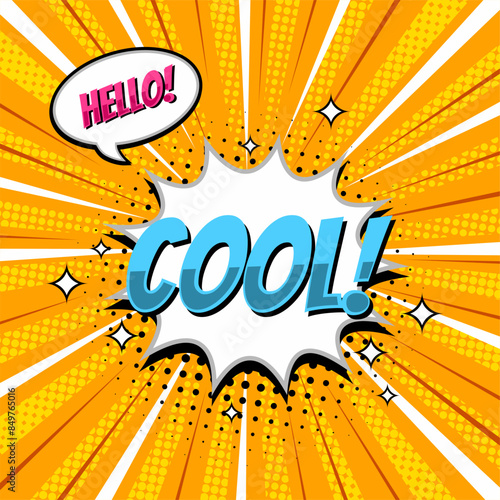 Comic Text COOL speech bubble in Pop Art style