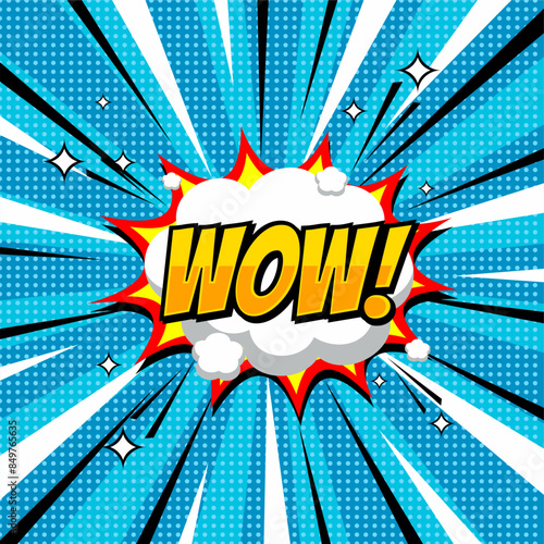 Comic Text WOW! speech bubble in Pop Art style