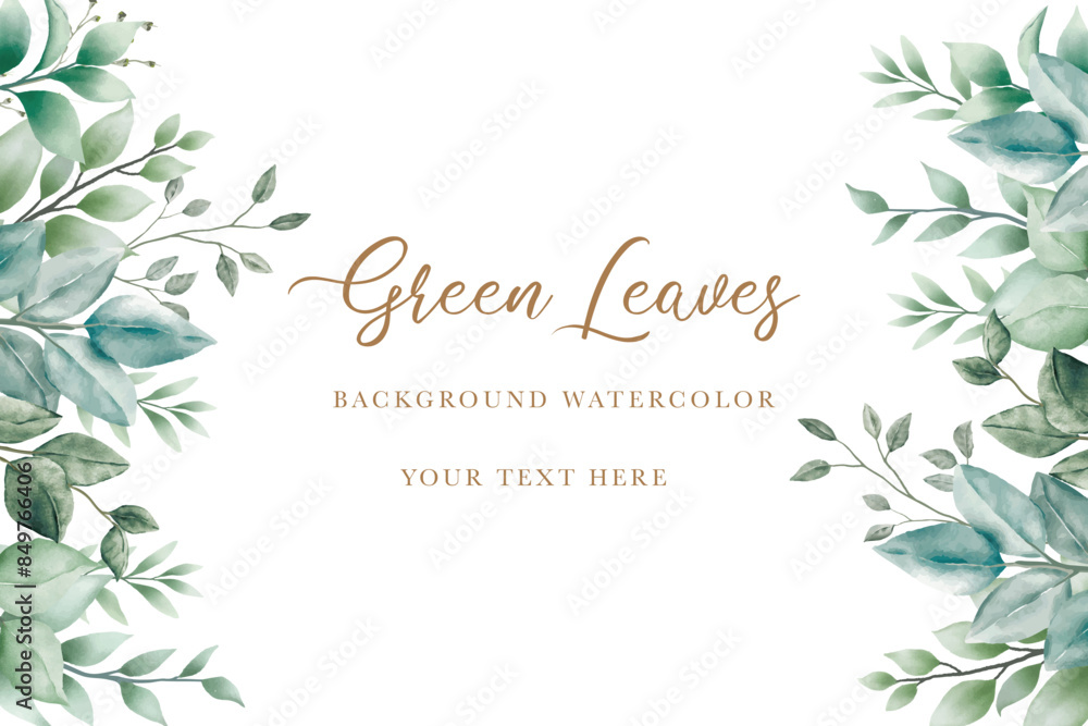 Green leaves background with watercolor Green leaves background with watercolor
