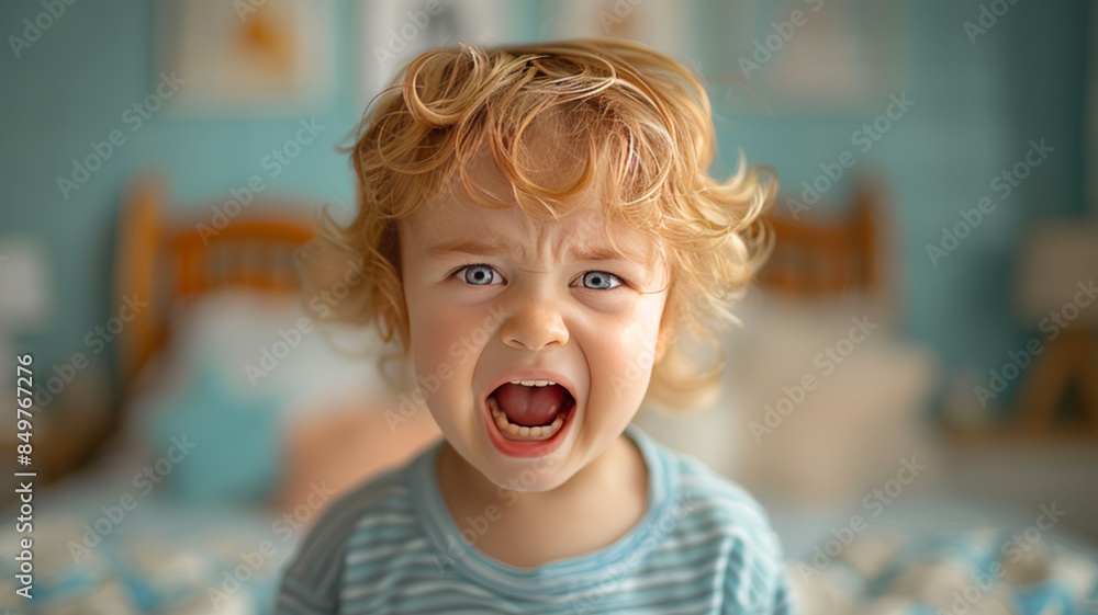 a toddler having a temper tantrum in their bedroom.generative ai a toddler having a temper tantrum in their bedroom.generative ai