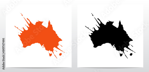 Paint Color Splash Stylized Map Of Australia
