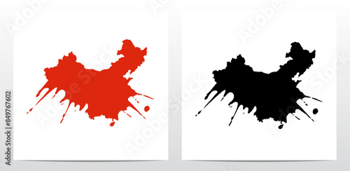 Paint Color Splash Stylized Map Of China