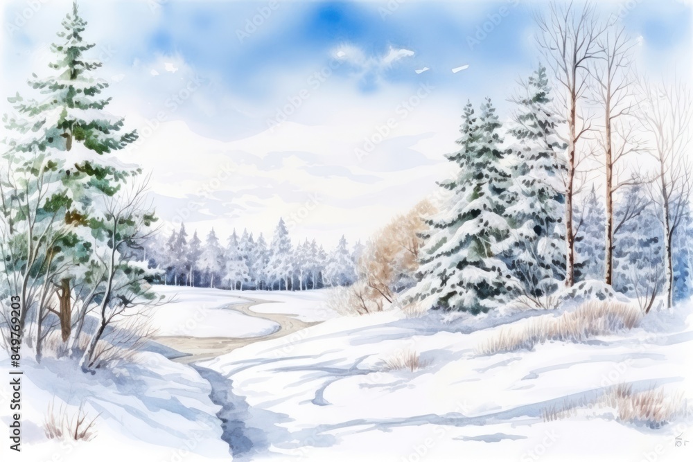 Fototapeta premium Winter landscape outdoors nature.