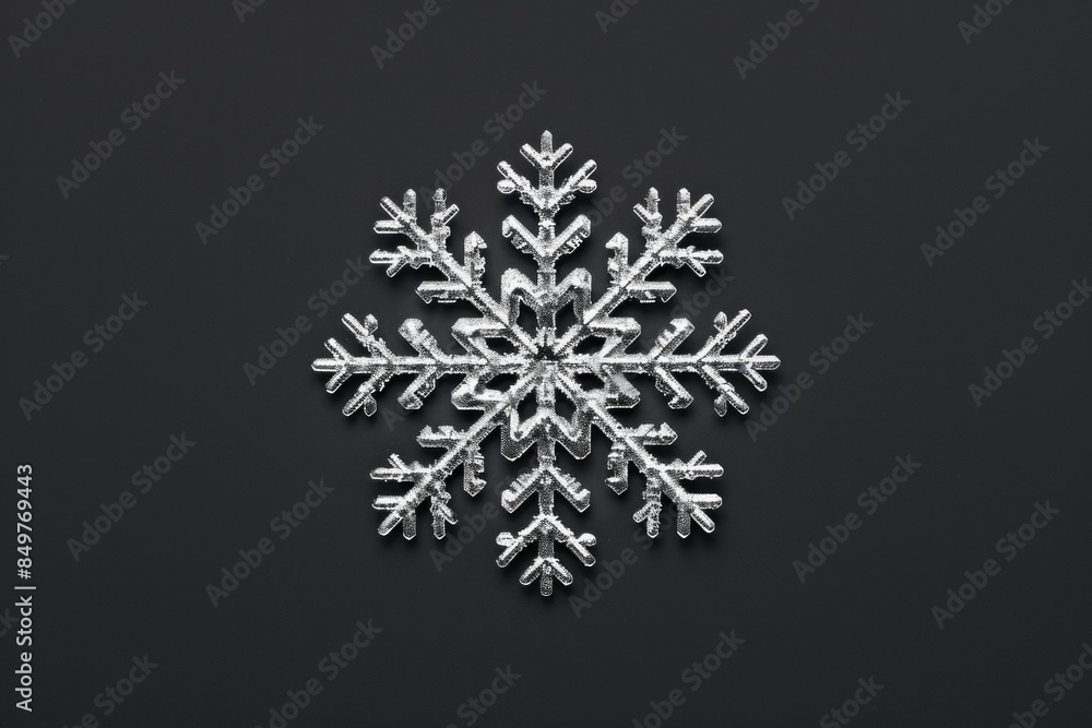 A single snowflake on a plain black background. A single snowflake on a plain black background.