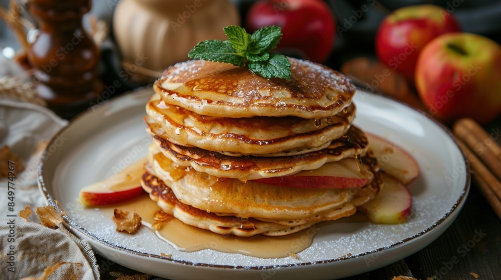 Apple Pancakes: Pancakes with grated apples mixed into the batter. Apple Pancakes: Pancakes with grated apples mixed into the batter.