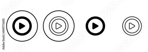 Play Icon set. Play button vector icon