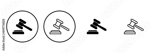 Gavel icon set. judge gavel icon vector. law icon vector. auction hammer