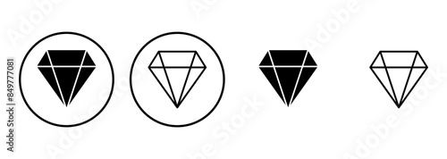 Diamond icon set. diamond gems vector icon.