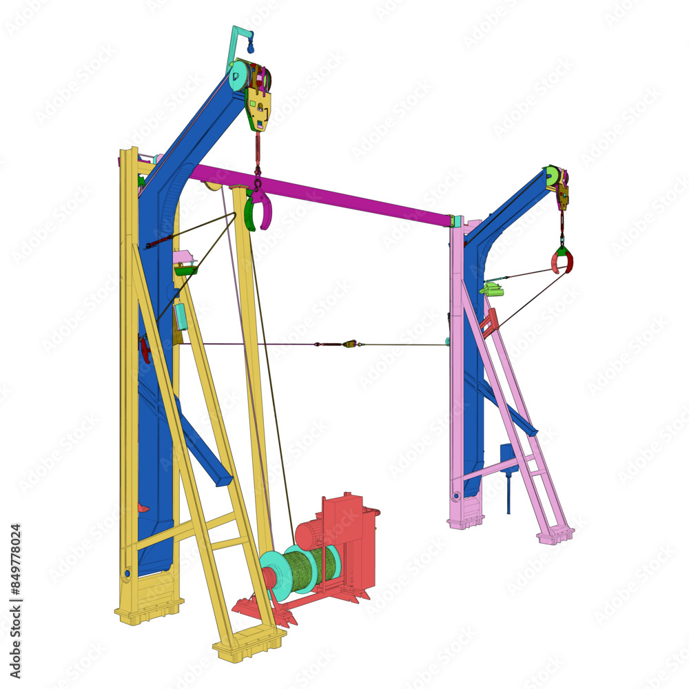 Lifting Boat Crane Vector. Industrial And Construction Equipment. Illustration Isolated On White Background. Lifting Boat Crane Vector. Industrial And Construction Equipment. Illustration Isolated On White Background.