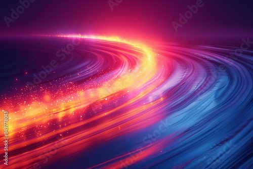 An abstract digital illustration of swirling colors, with a bright red and orange glow