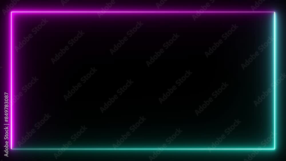 Animated glowing rectangle neon frame background, neon frame background with glowing lines, for music video, club, 3D animation, 4k Loop background. Rectangular Shape Animated glowing rectangle neon frame background, neon frame background with glowing lines, for music video, club, 3D animation, 4k Loop background. Rectangular Shape