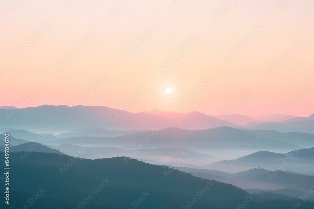 Fototapeta premium sunrise over a misty mountain