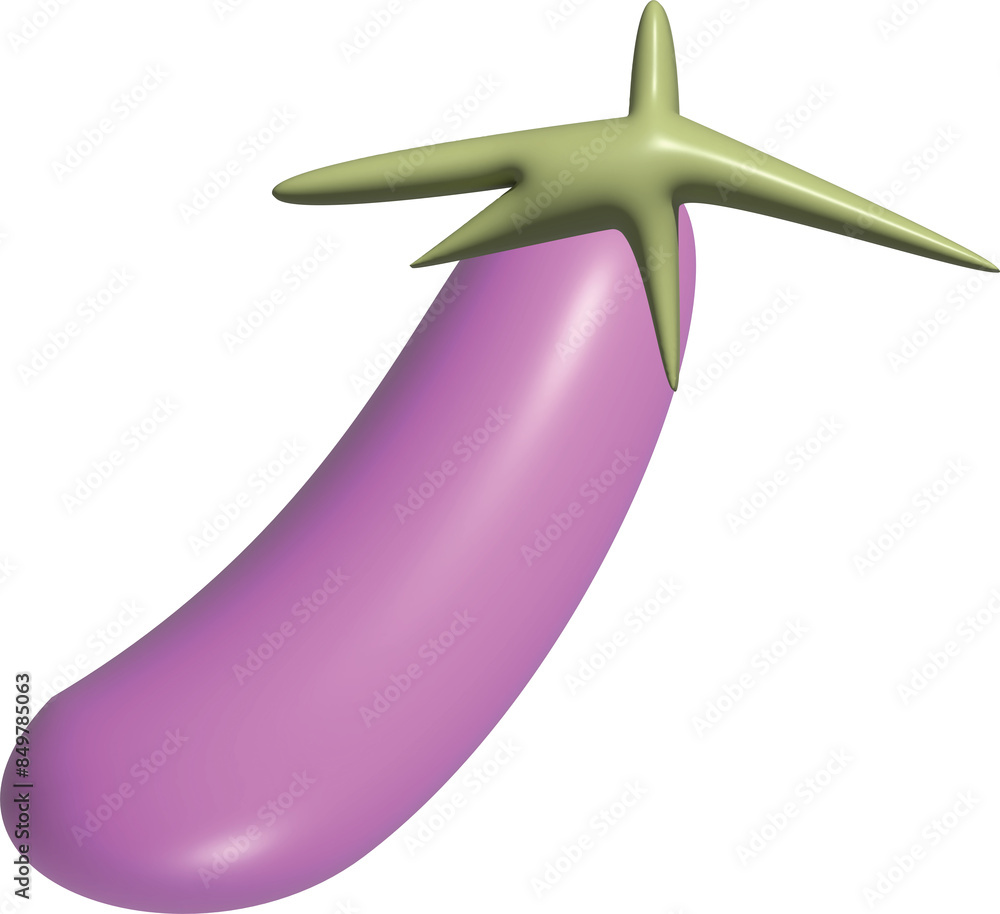 Fototapeta premium 3d eggplant cartoon style illustration isolated on white background