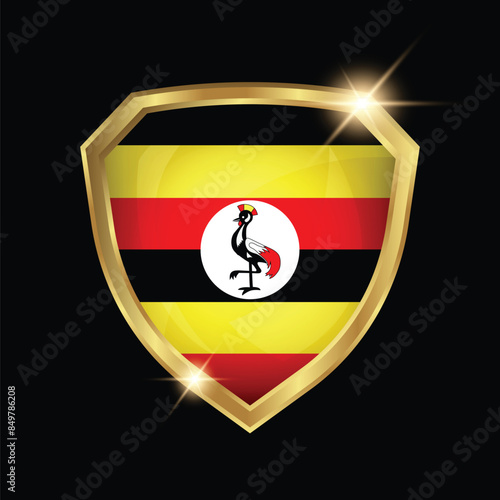 Free Download Uganda Flag Golden Shield Logo - GFXLoad
