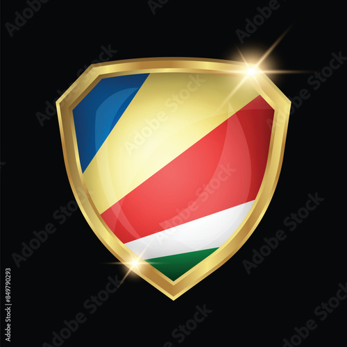 Free Download Seychelles Flag Golden Shield Logo - GFXLoad