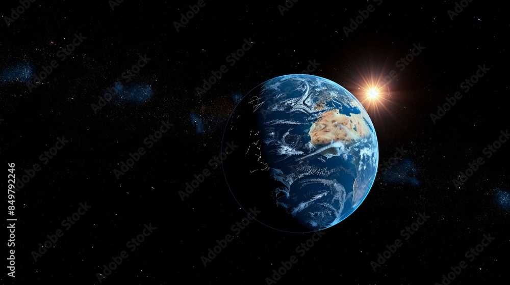 Obraz premium A close up of the Earth with the sun shining on it