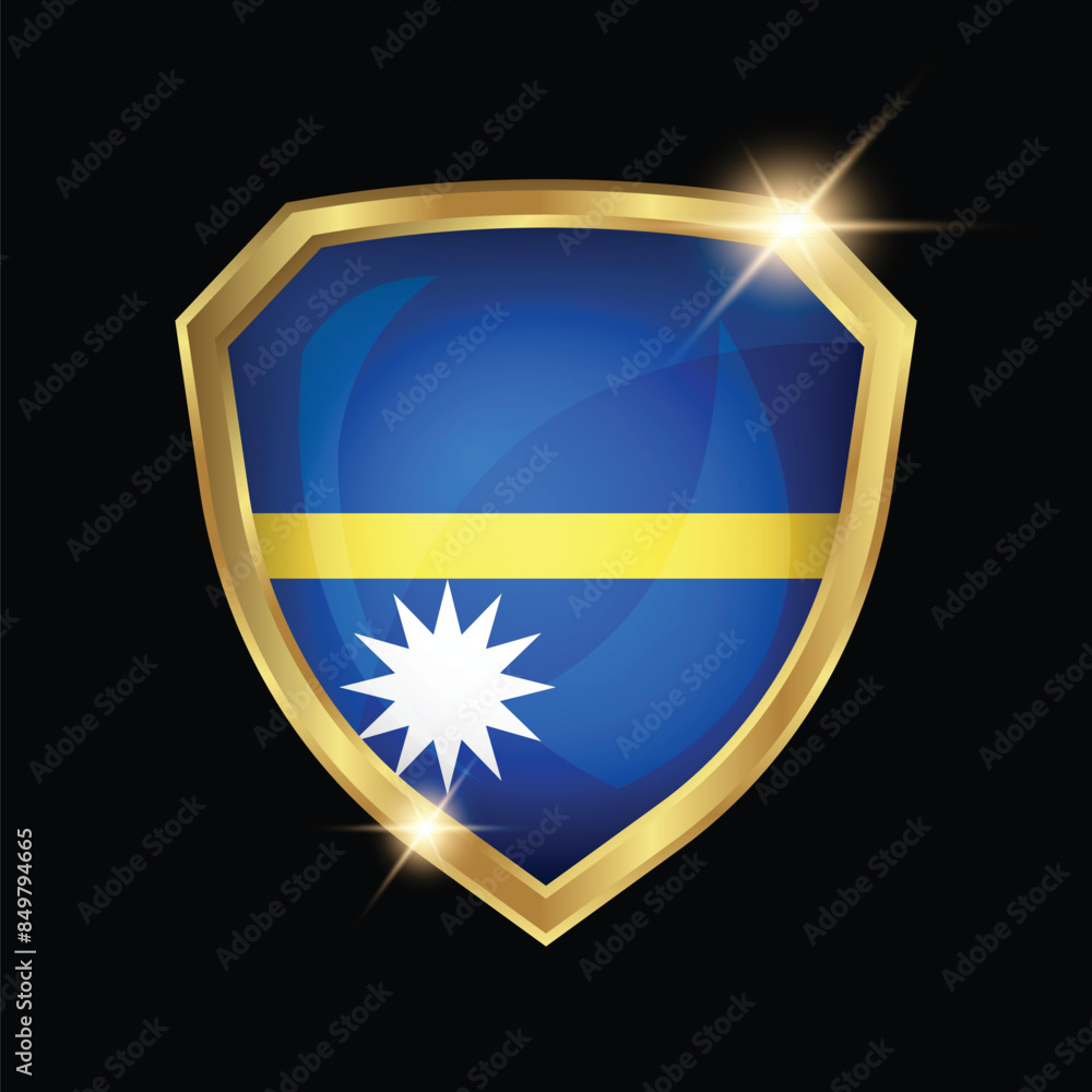 Nauru Flag Golden Shield Logo Nauru Flag Golden Shield Logo