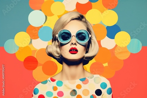 Collage Retro dreamy Senior sunglasses portrait adult.