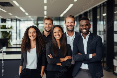 4 people business team smiling office adult. photo