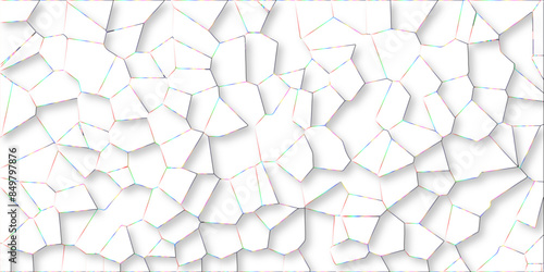 White quartz crystalized broken glass effect vector background. 3d papercut and multi-layer cutout geometric pattern on vector background. broken stained glass green lines geometric pattern.