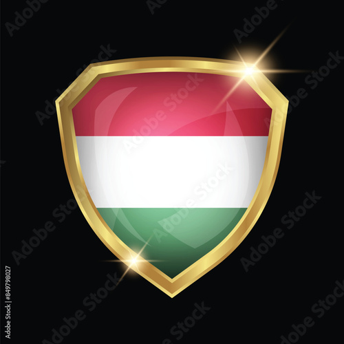 Free Download Hungary Flag Golden Shield Logo - GFXLoad