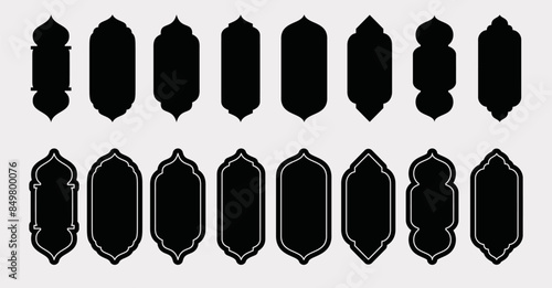 Set of Islamic shape window frame in flat style, vector illustration 