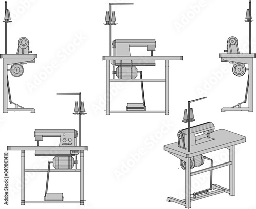 Vector illustration sketch of a simple manual sewing machine design for sewing clothes