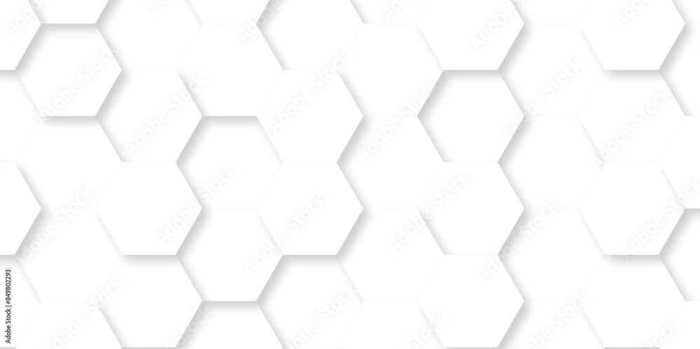 Fototapeta premium Vector White Hexagonal Background. Luxury White Pattern. Vector Illustration. 3D Futuristic abstract honeycomb mosaic white background. geometric mesh cell texture. modern futuristic wallpaper.