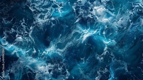 Wallpaper Mural An overhead shot capturing the intricate textures of rolling ocean waves, showcasing a blend of white foam on deep blue water Torontodigital.ca