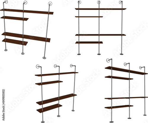 Vector illustration sketch of detailed design of modern minimalist bookcase furniture to decorate shop windows 