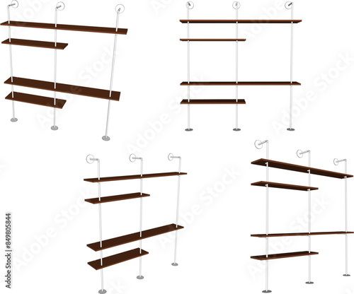 Vector illustration sketch of detailed design of modern minimalist bookcase furniture to decorate shop windows